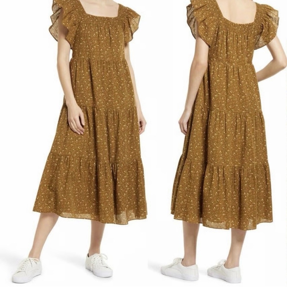 Madewell Brown Floral Midi Dress